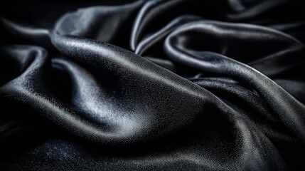 Obraz premium Closeup Of Draped Black Satin Fabric With Subtle Sparkle