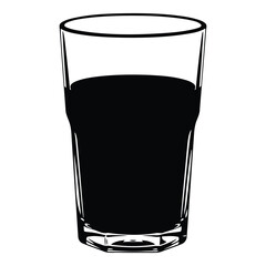 Black Silhouette of a Full Glass of Dark Liquid drink