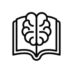 Book And Brain Outline Vector Illustration