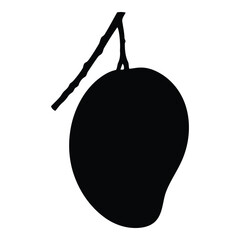 Black silhouette of a mango on a white background fruit