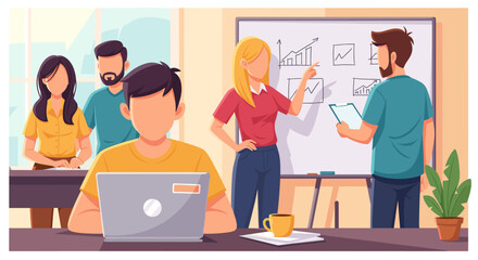 Teamwork, Business Meeting, Collaboration: Illustration for website or presentation.