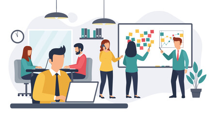 Teamwork in modern office, perfect for business presentations and websites.