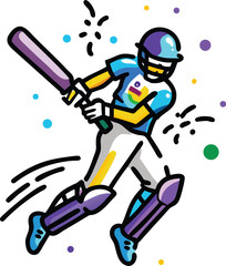 Vector art of cricket batsman hitting the ball isolated on white background in action