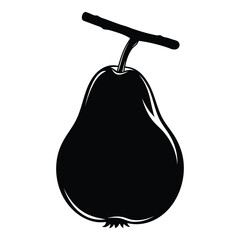 Black silhouette of a pear on a white background fruit