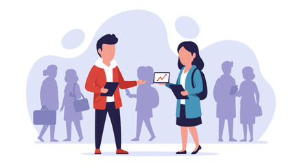 Two colleagues discussing business growth, perfect for presentations or reports.