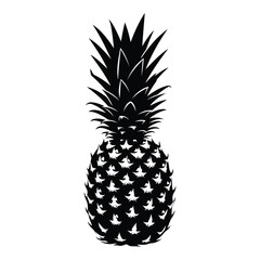 Black silhouette of a pineapple on a white background