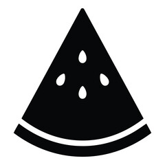 Black silhouette of a slice of watermelon with seeds
