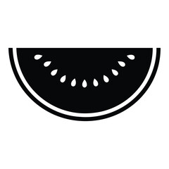 Black silhouette of a watermelon slice with seeds fruit