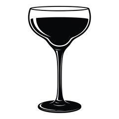 Black silhouette of a wine glass with dark liquid drink