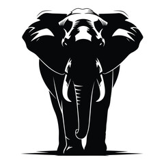Black silhouette of an elephant facing forward animal