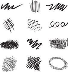set of hand drawn sketch of different shapes