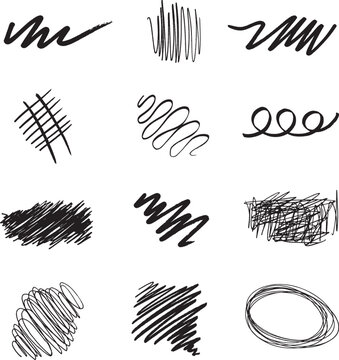 set of hand drawn sketch of different shapes