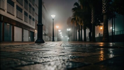 Fototapeta premium Rainy city street at night.