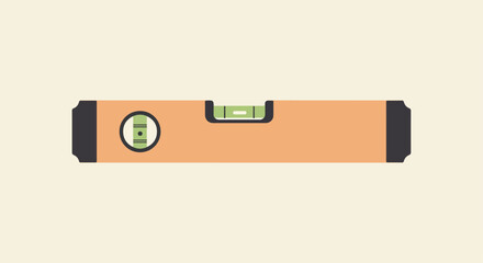 Bubble level tool for measuring alignment on cream background, for construction.