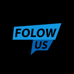 Follow us banner icon isolated on black background