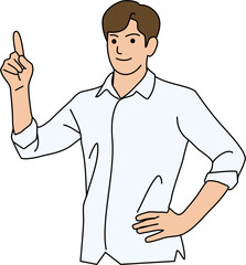 man pointing up