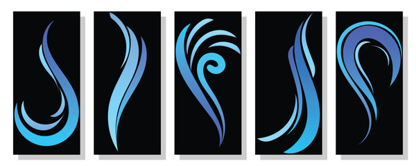 Water wave line art set. Wave beach vector symbol or logo design collection.
