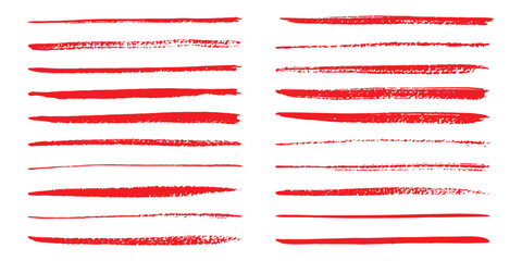 Obraz premium Set of red ink brush. Paint brush stroke . Grunge brushes set.Grunge painted ink lines .Vector brush strokes collection