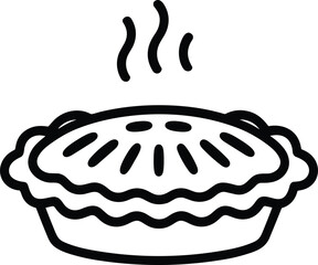 Fresh Apple Pie Line Art – Hot Bakery Dessert Vector for Food, Cooking, and Culinary Designs