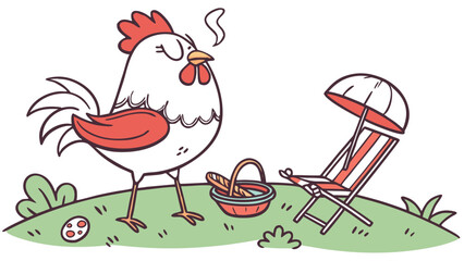 Charming SVG of a Joyful  Rooster, styled in a Labor Day theme with End of Summer Chill hues