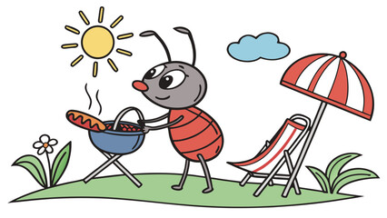 SVG art: A Bashful Ant in a Labor Day vibe, tinted with End of Summer Chill tones