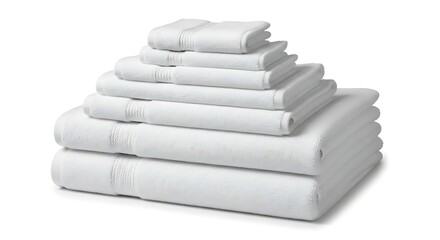 A neatly folded stack of soft, fluffy white towels. The texture is cozy and inviting.