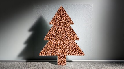 Creative coffee bean Christmas tree design perfect for holiday celebrations and festive decor ideas. Christmas and New Year. Winter Wonderland