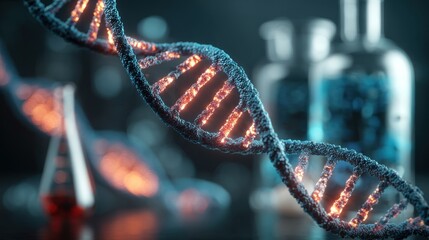 Dna structure model laboratory scientific image high-tech environment close-up genetic research