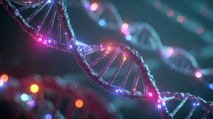 Exploring dna structures in a digital laboratory science visualization futuristic environment close-up view