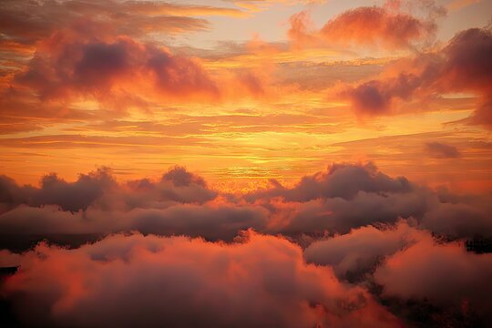 Sunrise/sunset over a cloud sea, vibrant colors