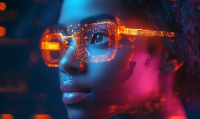 human head with binary code background, Generative AI