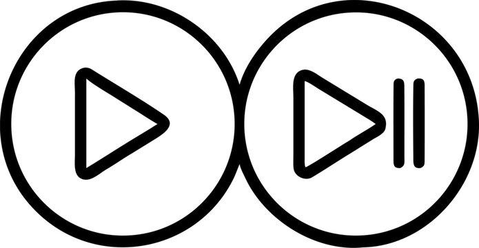 play pause stop icon, play and pause button music icon, essential play, pause, stop, skip controls
