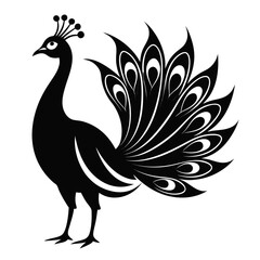 Open-Tail Peacock Silhouette Art