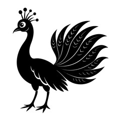 Open-Tail Peacock Silhouette Art