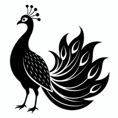 Open-Tail Peacock Silhouette Art