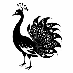 Open-Tail Peacock Silhouette Art