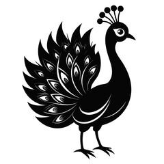 Open-Tail Peacock Silhouette Art