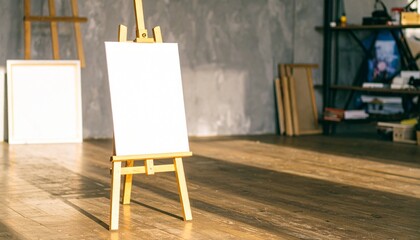 easel with blank canvas