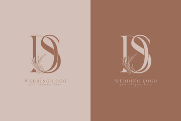 SD DS monogram wedding logo with initial floral