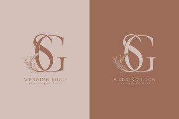 SG GS monogram wedding logo with initial floral