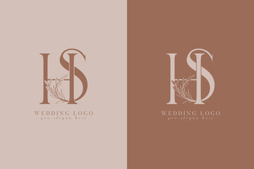 SH HS monogram wedding logo with initial floral