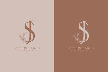 SJ JS monogram wedding logo with initial floral