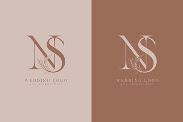 SN NS monogram wedding logo with initial floral
