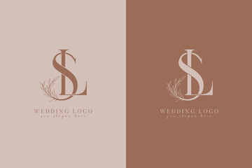 SL LS monogram wedding logo with initial floral