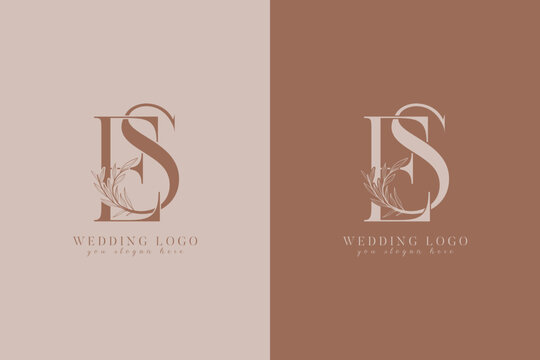 SE ES monogram wedding logo with initial floral
