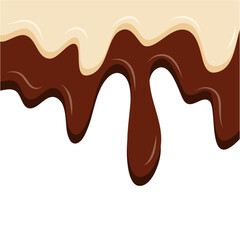 Melted chocolate and vanilla ice cream. Vector illustration.