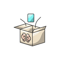 Worry Box Icon, Anxiety Containment Technique Symbol.