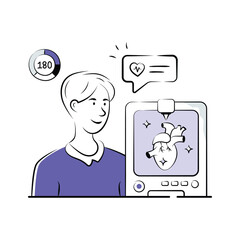 Young man examining a heart model printed using a 3D bioprinter.