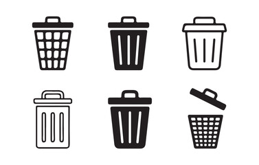 Delete icon. Open and Closed Trash Icons – Editable Vector Bin Set
