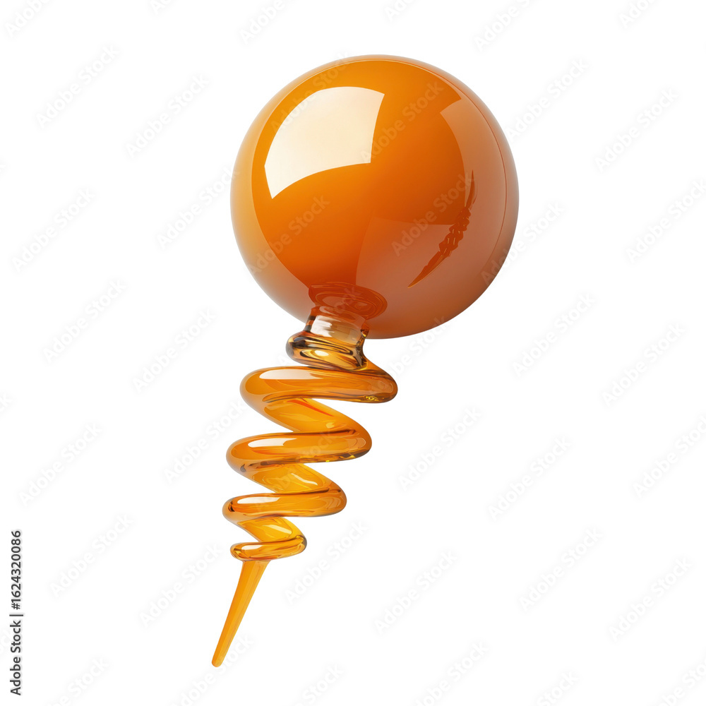 Poster abstract orange sphere with swirling base showcasing glossy surface and smooth curves in a minimalis